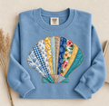 Coastal Patchwork Shell Comfort Colors Sweatshirt