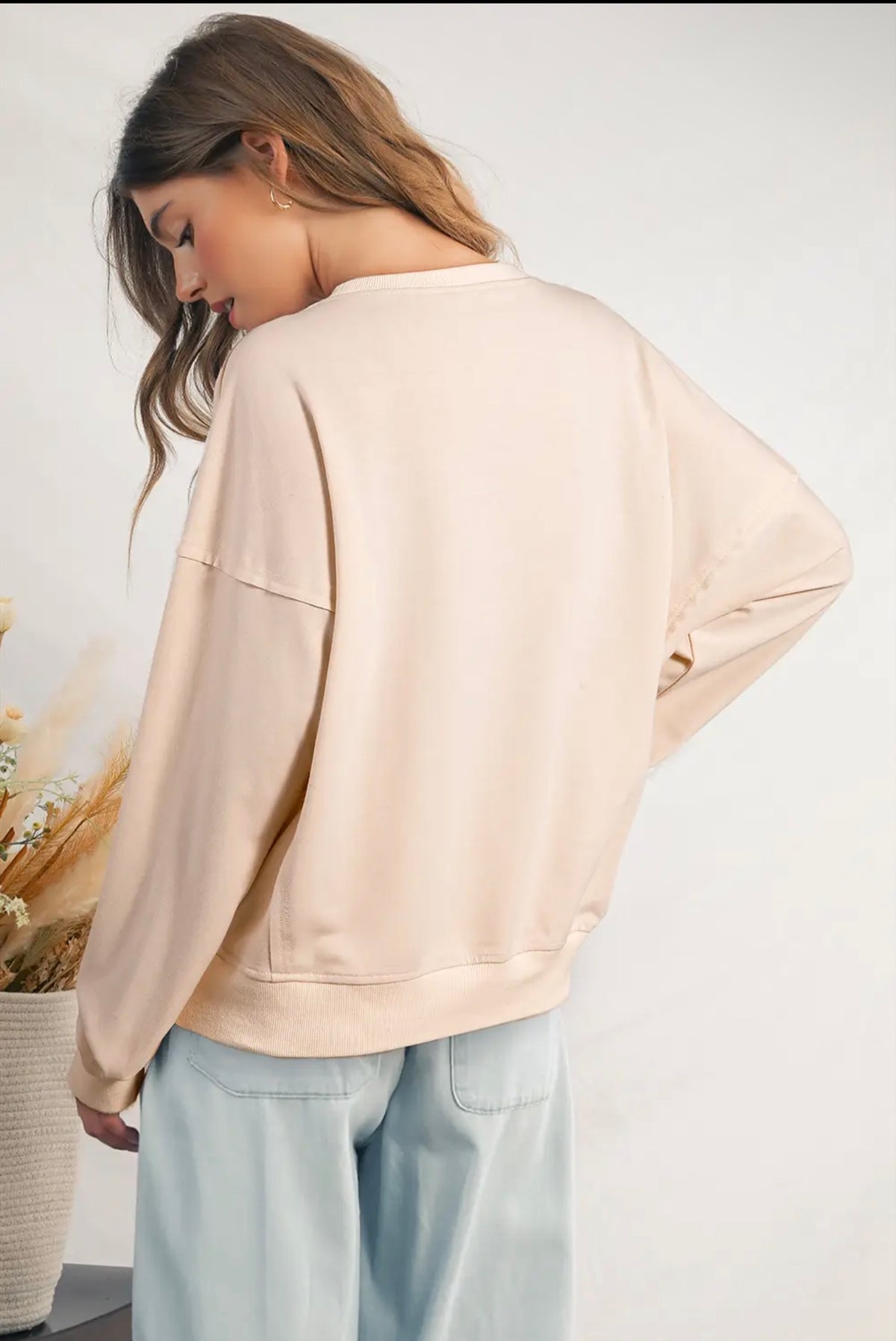 Flower Patch Drop Shoulder Loose Fit Top
