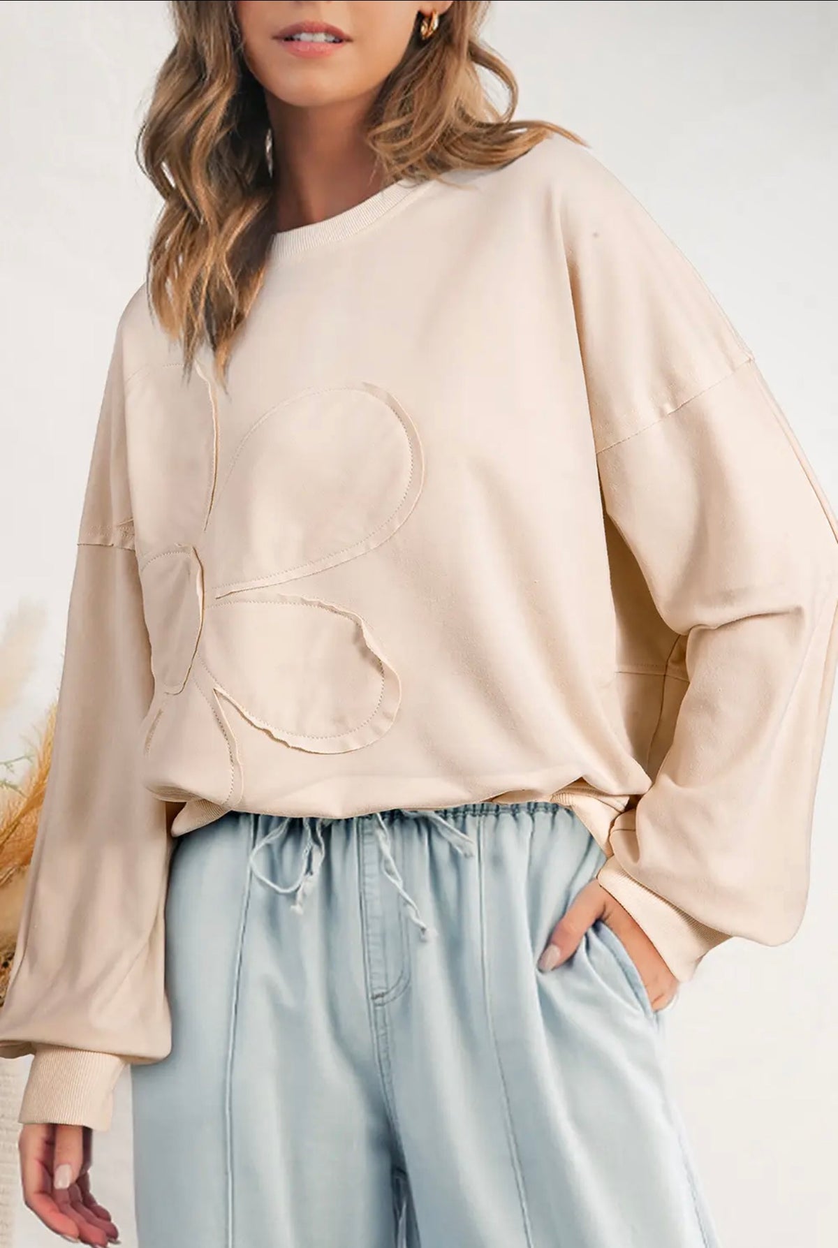 Flower Patch Drop Shoulder Loose Fit Top
