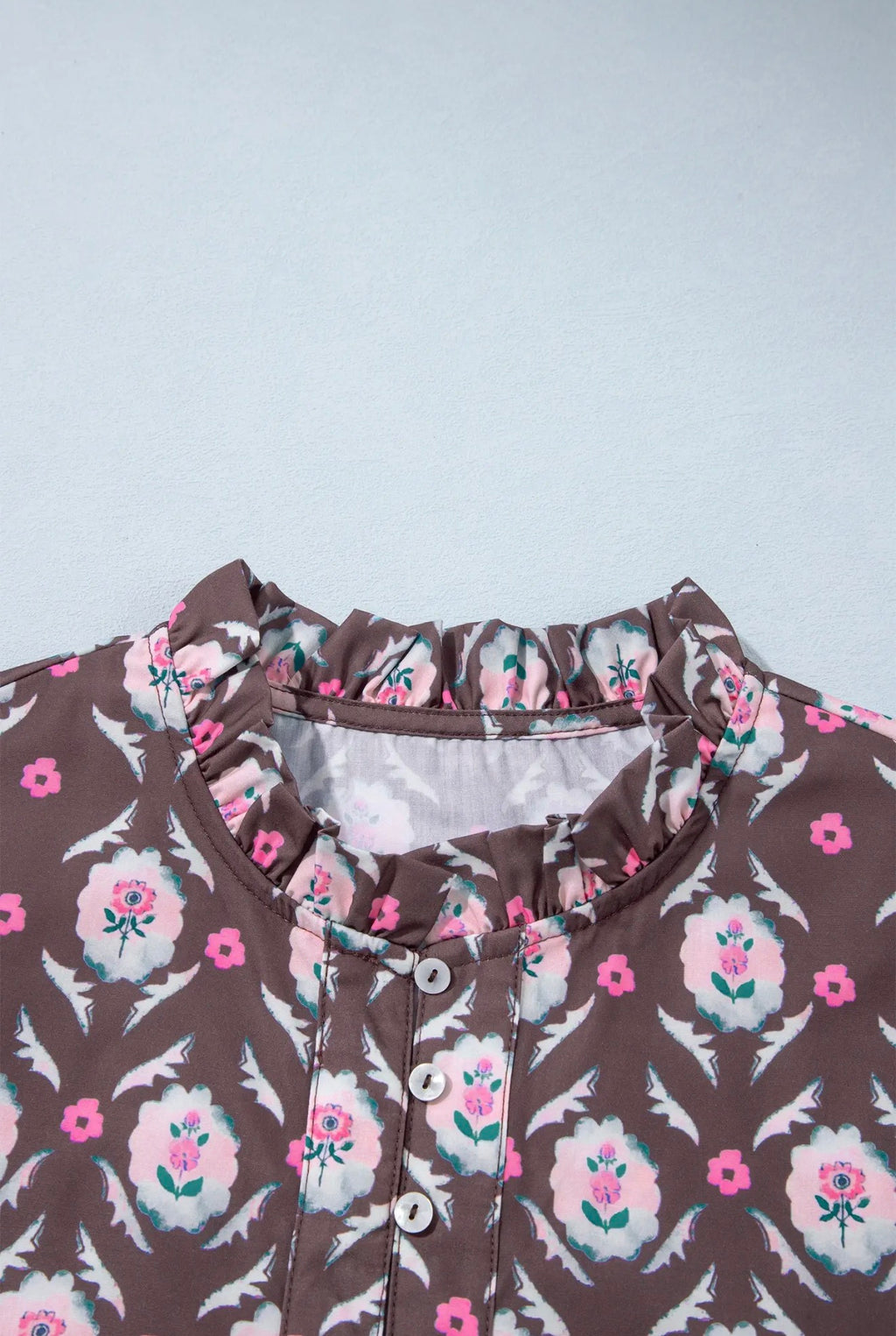 PRETTY BASH Floral Button Front Ruffle Hem Midi Dress