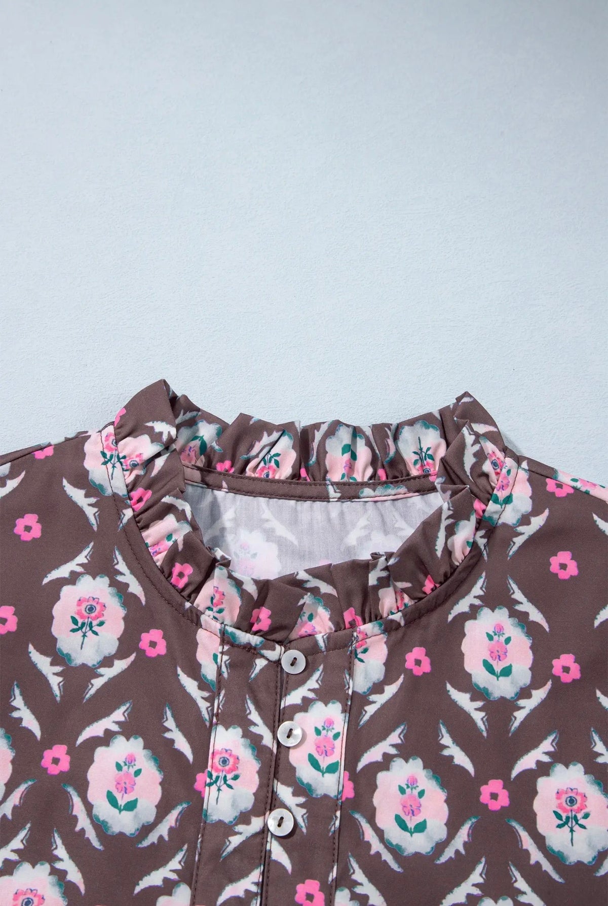 PRETTY BASH Floral Button Front Ruffle Hem Midi Dress